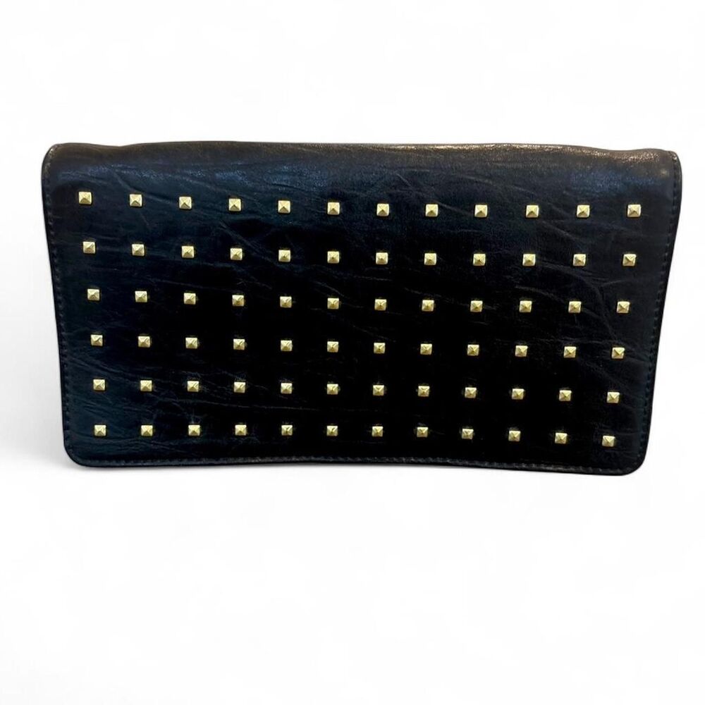 VINTAGE TIGNANELLO STUDDED BLACK LEATHER CLUTCH